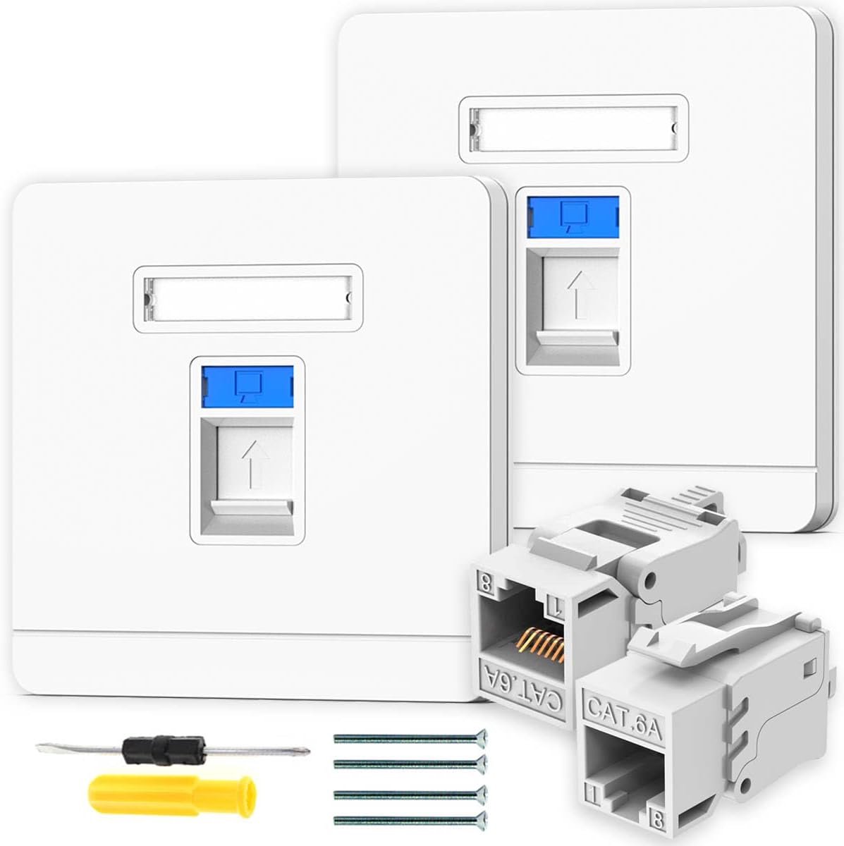 2pcs CAT6 Gigabit Network Jack RJ45 Socket Cat6 Ethernet Socket Ethernet Single Port RJ45 Network Wall Plate, for - ShopVlot