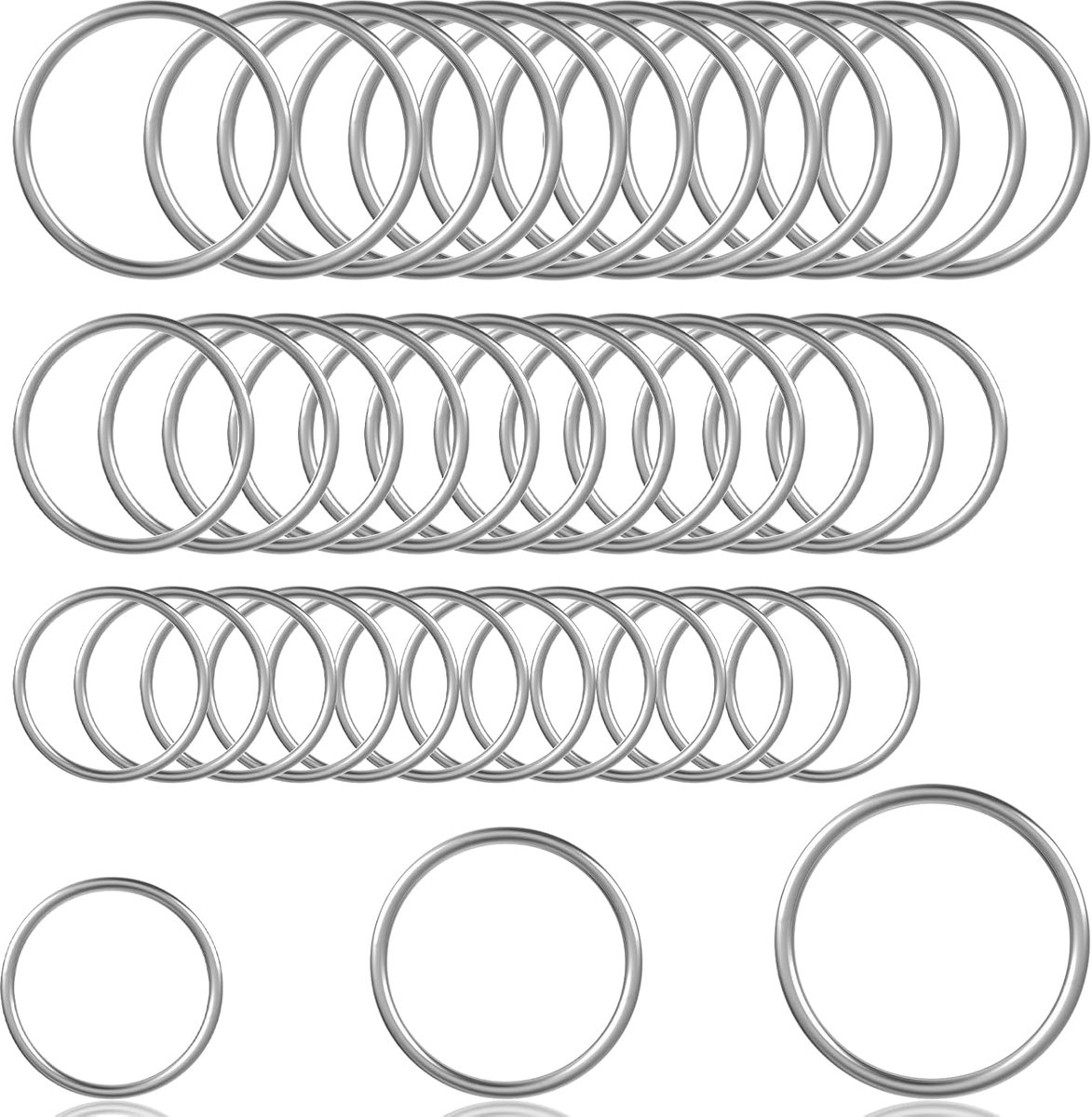 36pcs 304 Stainless Steel O-Rings, Welded Round Stainless Steel O-Rings for DIY Hardware Key Chain Belt (1.2 inch, 1.6 - ShopVlot