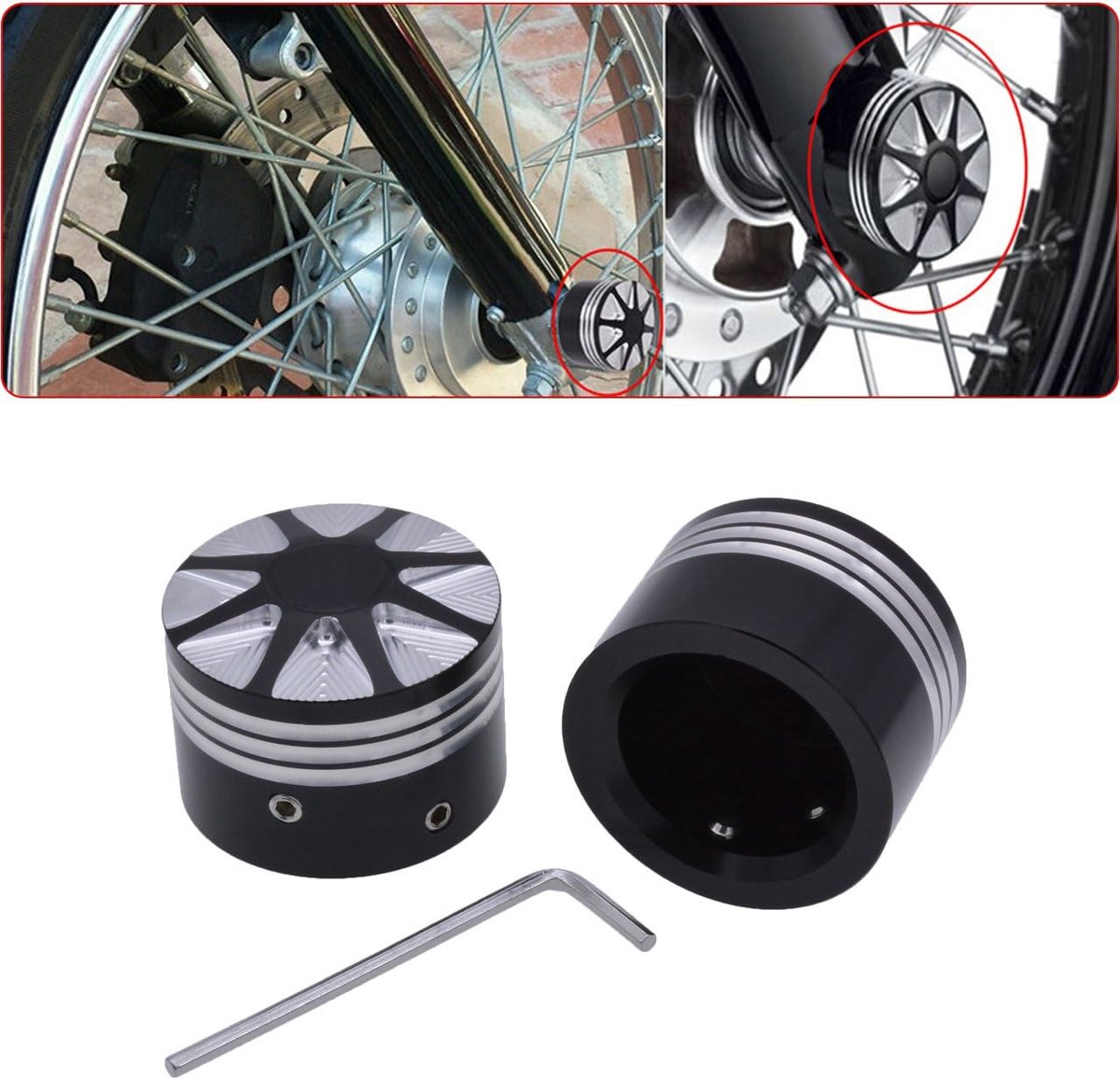 TUINCYN Motorcycle Front Axle Cover Cap Nut Bolt Decorative Hardware Kit For Harley Touring Softail Road King Glide - ShopVlot