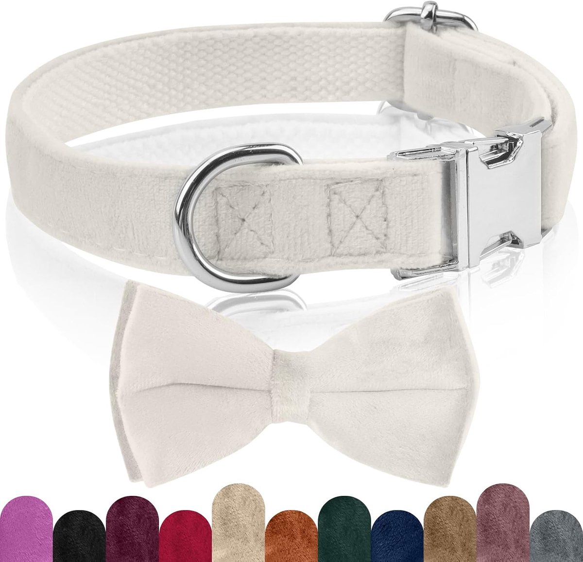 Dog Collar, Velvet Soft Dog Bow Tie, Removable Dog Collar, Personalized Dog Collar, Adjustable Dog Collar, for Dogs - ShopVlot