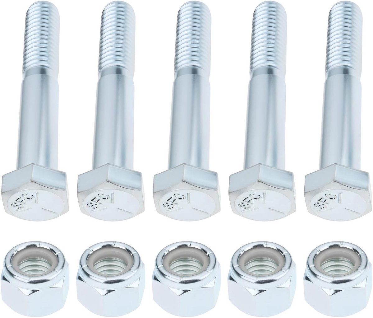 5pcs Lawn Mover Shear Bolts 1/2-13x3 inch with Nuts 50074654 Grade 5 Galvanized Steel Compatible with Bush Hog - ShopVlot
