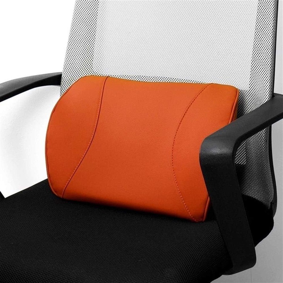 Soft Leather Memory Foam Car Neck Back Seat cushion lumbar support Massager Waist Cushion for Seats Car Seat relieve - ShopVlot