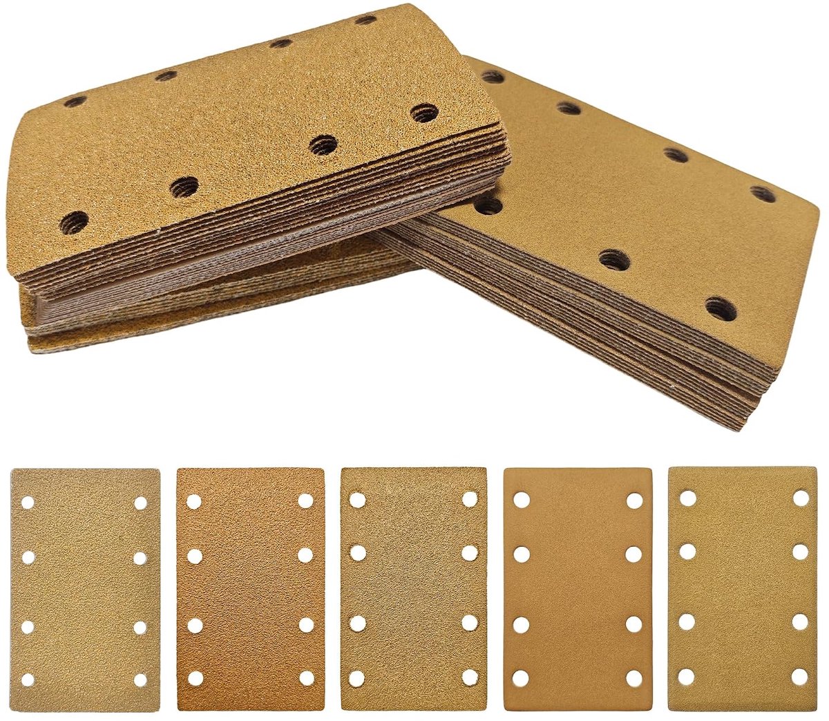 Schuurpapierset, 80 x 133 mm, 50 stuks schuurpads, korrel voor hout, metaal, kleur, kunststof, schuurpapier - ShopVlot
