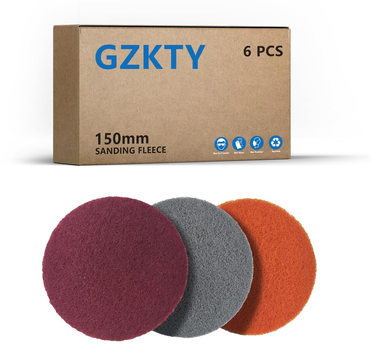 Sanding Fleece 150 mm Tape 6 Pieces Polishing Sponge Suitable for 150 mm Round Sander and Random Orbital Sander - ShopVlot