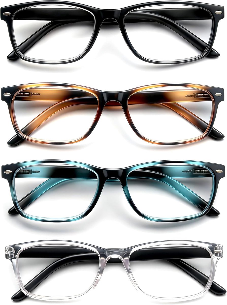 HEEYYOK Reading Glasses Men Women 4-pack, readers glasses Comfortable spring hinges Flexible, Lgithweight glasses for - ShopVlot