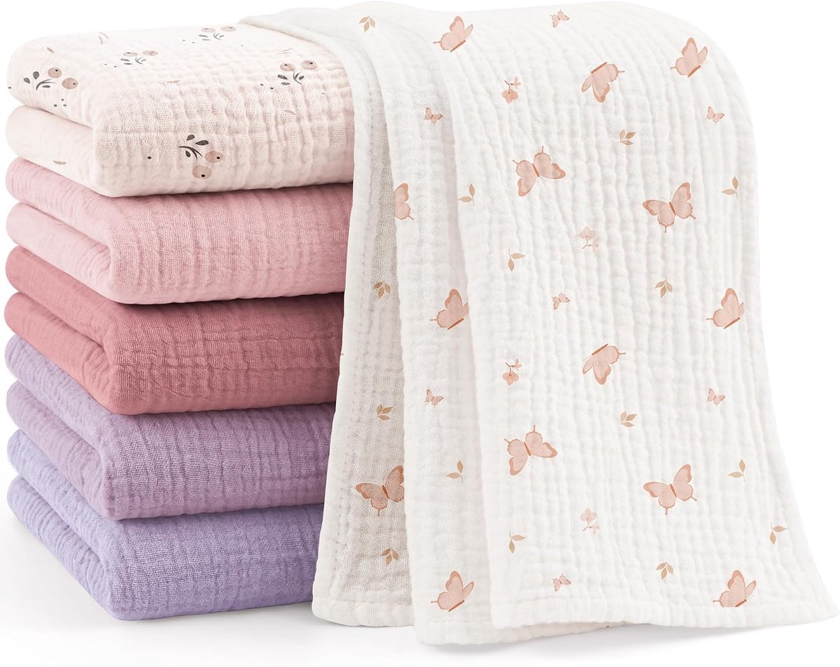 Katoenen doeken voor baby's 60 x 60 cm - absorberend en ademend - voor gevoelige huid - 6 stuks roze - ShopVlot