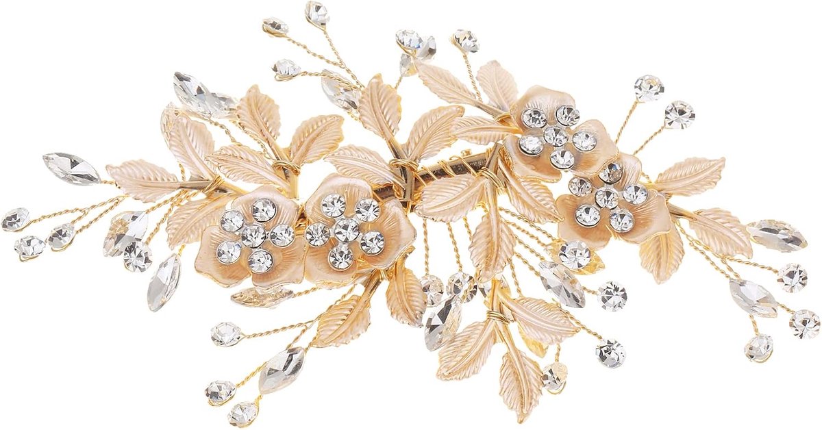 Haarspeld voor bruid - Gouden trouw haaraccessoires - Handgemaakt met kristallen - Perfect voor bruid en bruidsmeisjes - ShopVlot
