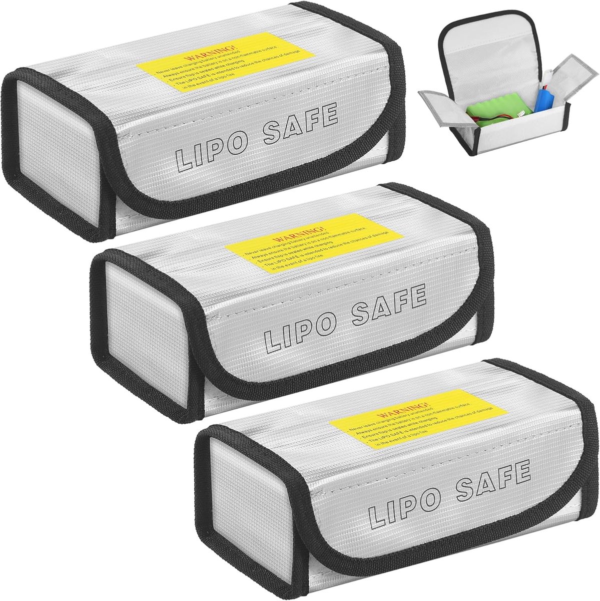 LiPo batterij veilige tas 18,5 x 8 x 6 cm - vlamdovend en explosiebestendig - voor opslag en opladen - ShopVlot
