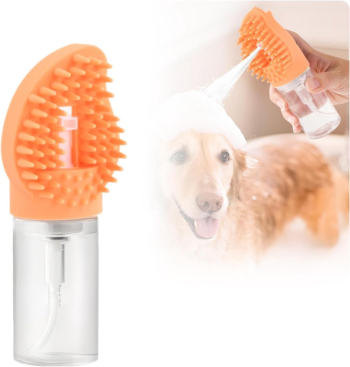 Badborstel voor honden en katten - siliconen met shampoodispenser - verzorgingsborstel met massage - ShopVlot