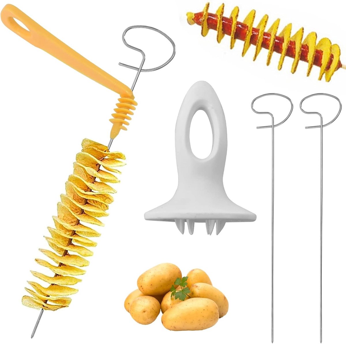 Aardappelsnijderset - Roestvrij staal - 22 cm - Multifunctionele Groentesnijder - Voor Thuis, Barbecues en Kamperen