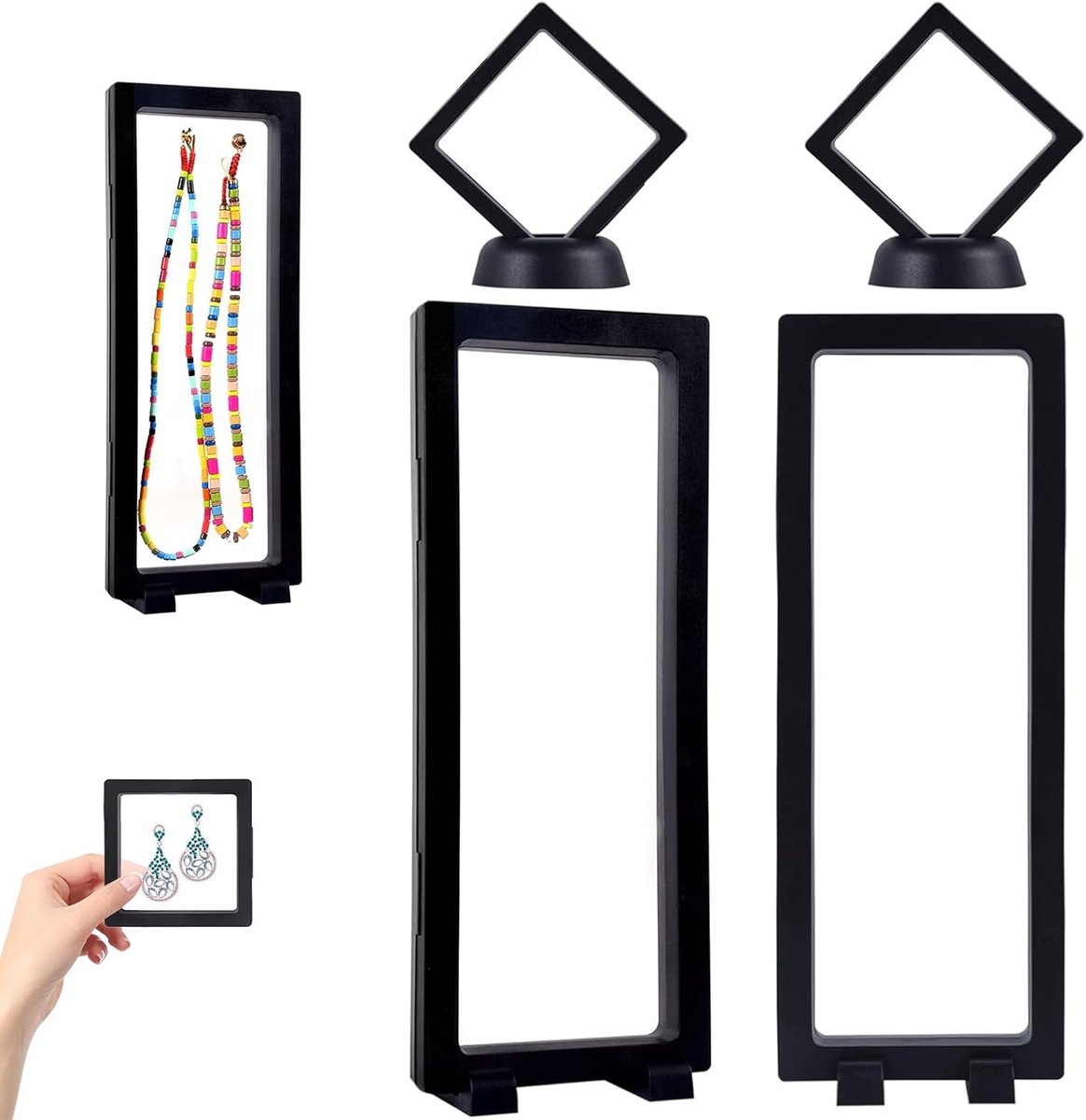 Zwevende displayframes 3D transparant - set van 4 presentatieboxen - voor munten en sieraden - ShopVlot