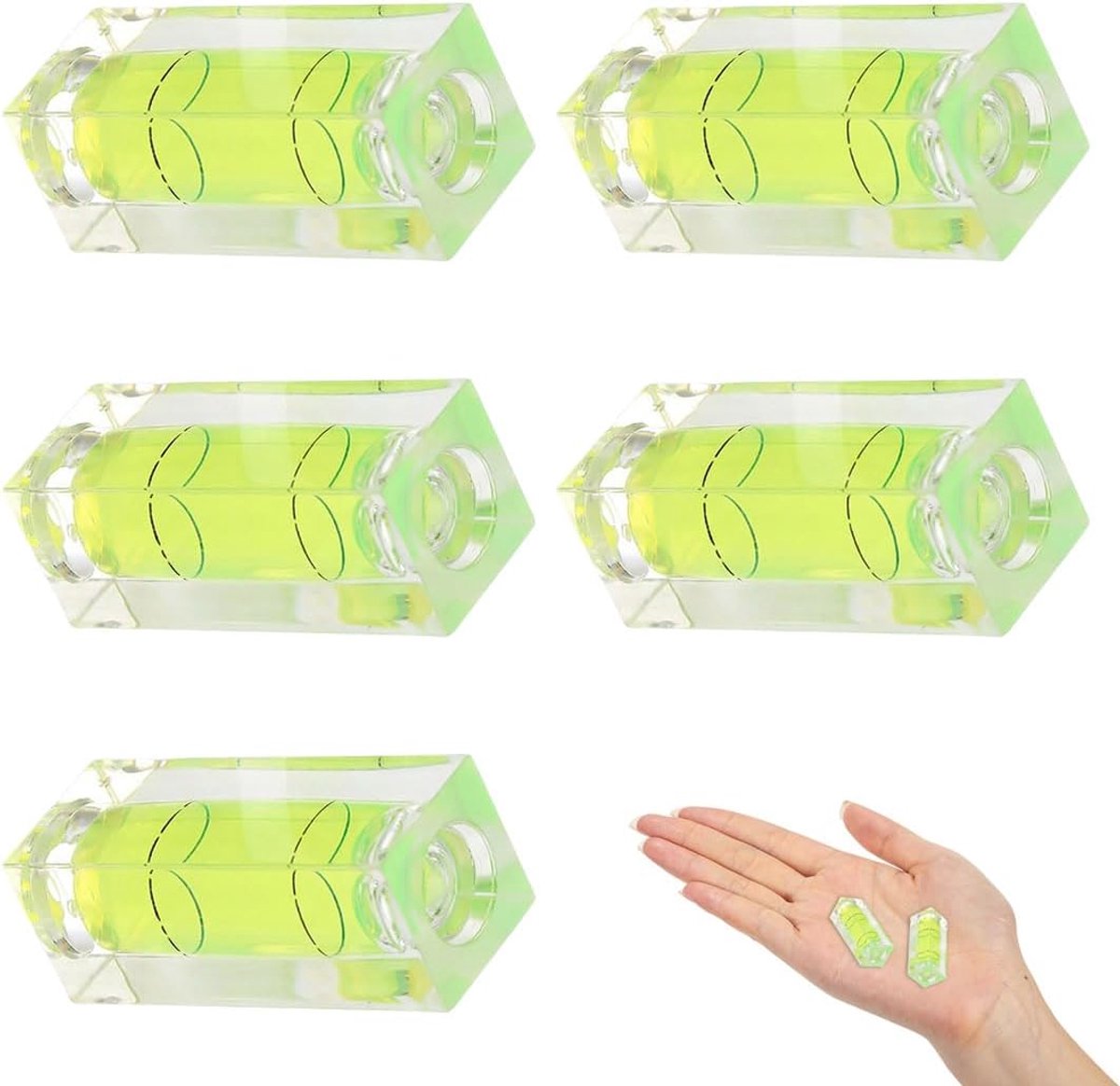 Waterpas mini-waterpas 15 cm - fosforescerend groen - luchtbeltechnologie - perfect niveau - ShopVlot