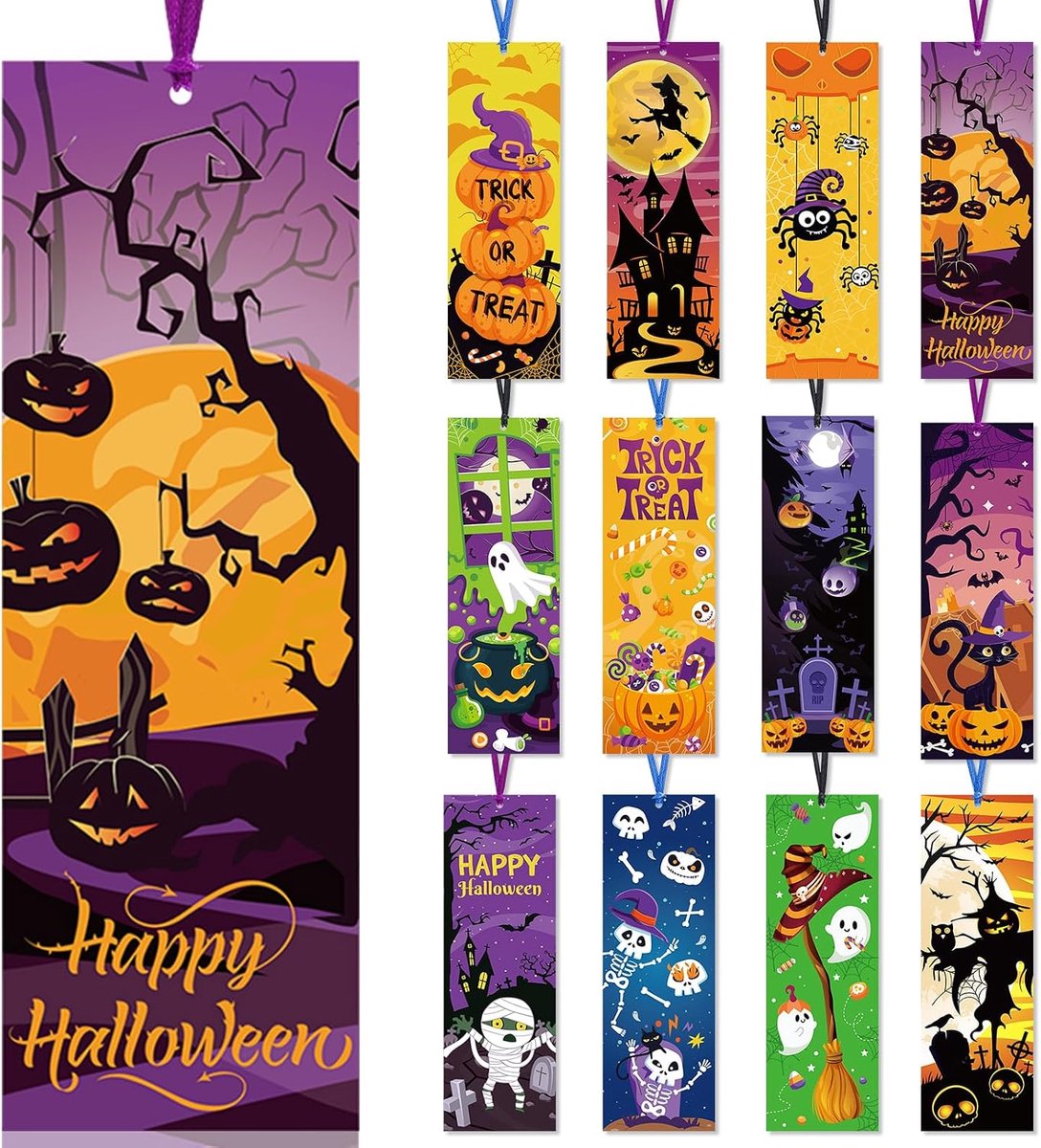 Halloween boekenleggers 36 stuks - dubbelzijdig - creatieve ontwerpen - perfect voor school en kantoor - ShopVlot