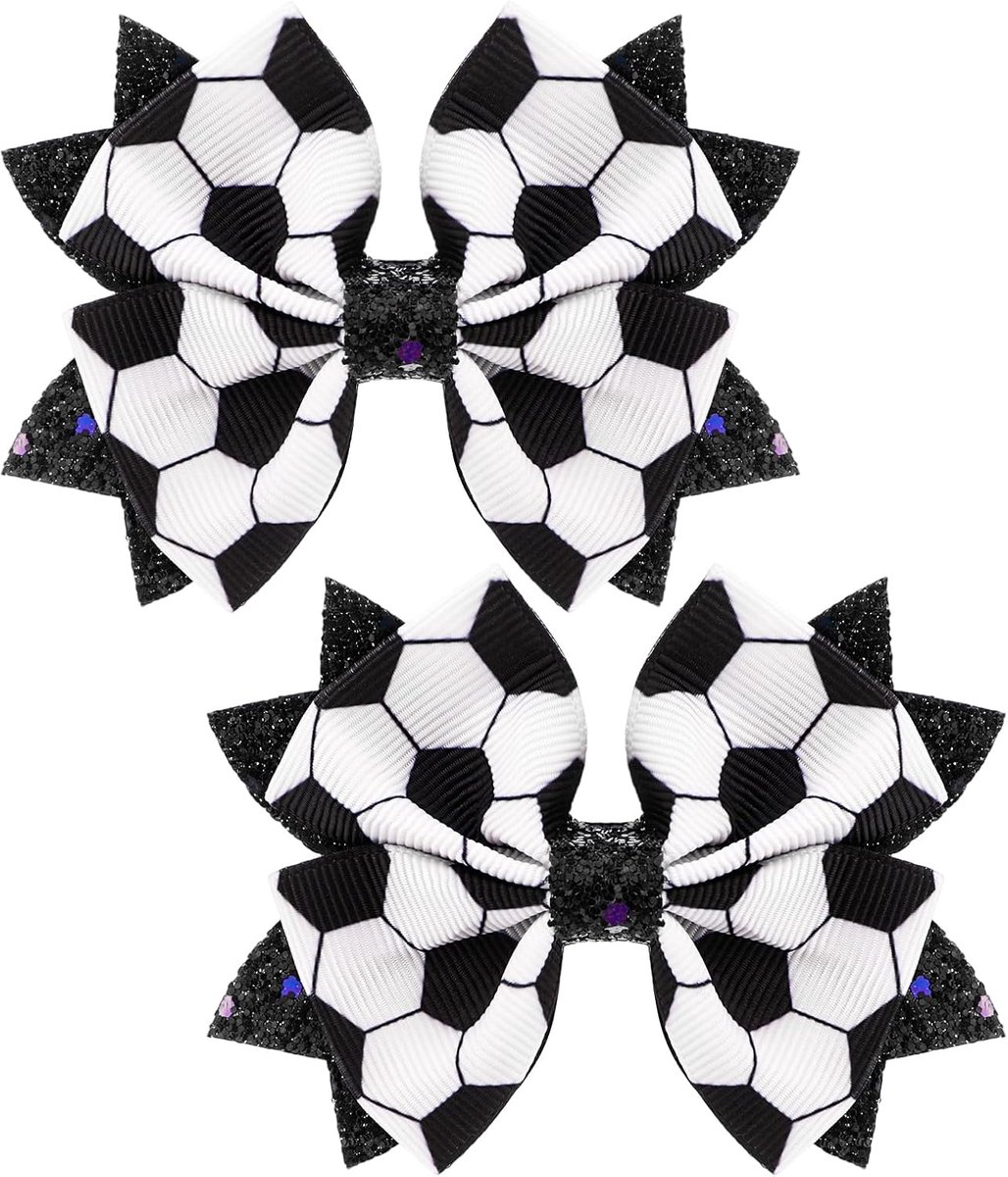 Haarspeldjes voor meisjes - Glitter zwart wit - Mini voetbal 2026 - Voor fans en cheerleaders - ShopVlot