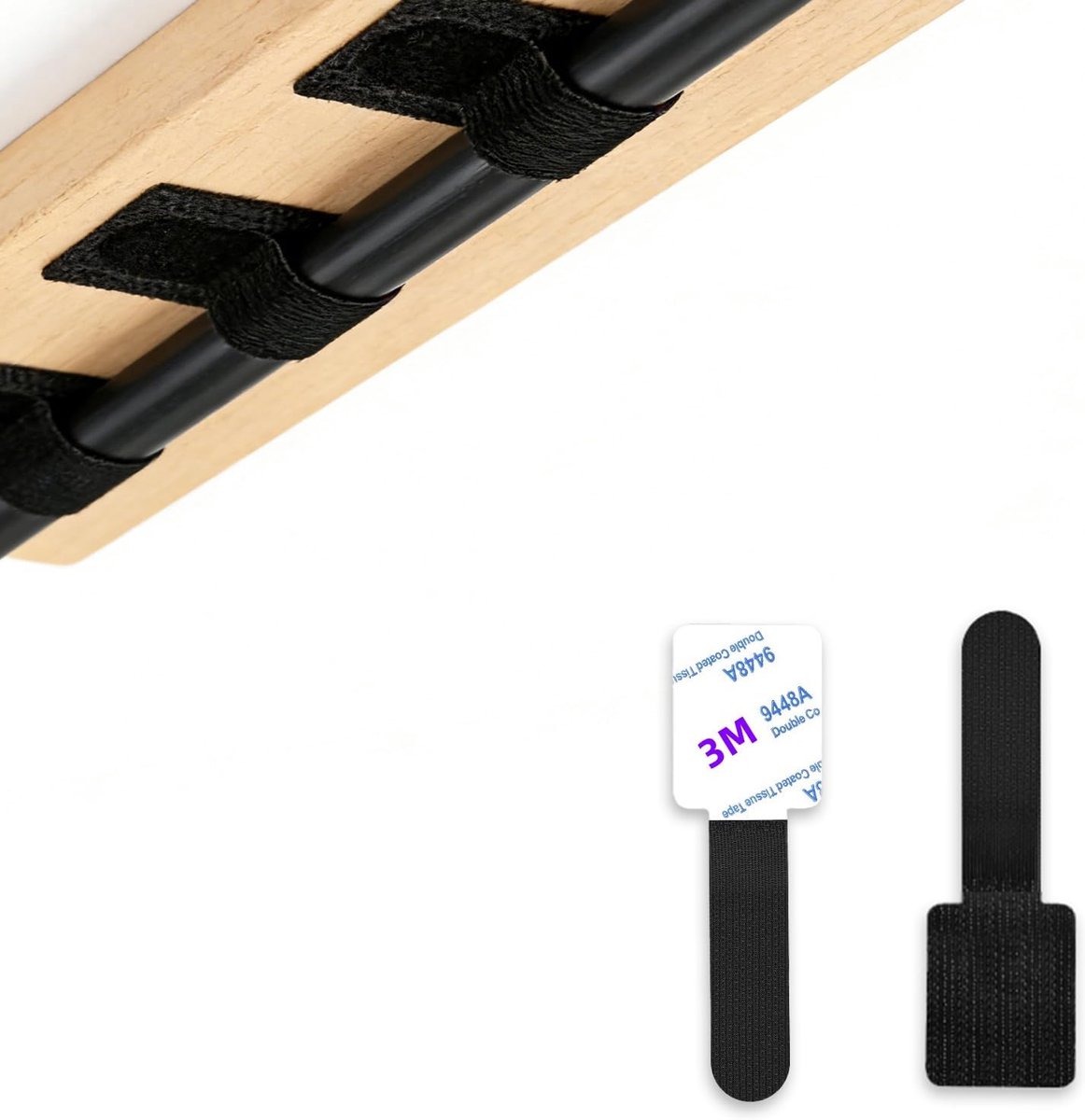 Kabelclips zelfklevend 50 stuks - kabelbeheer zwart nylon - herbruikbaar - ideaal voor bureau en wand - ShopVlot