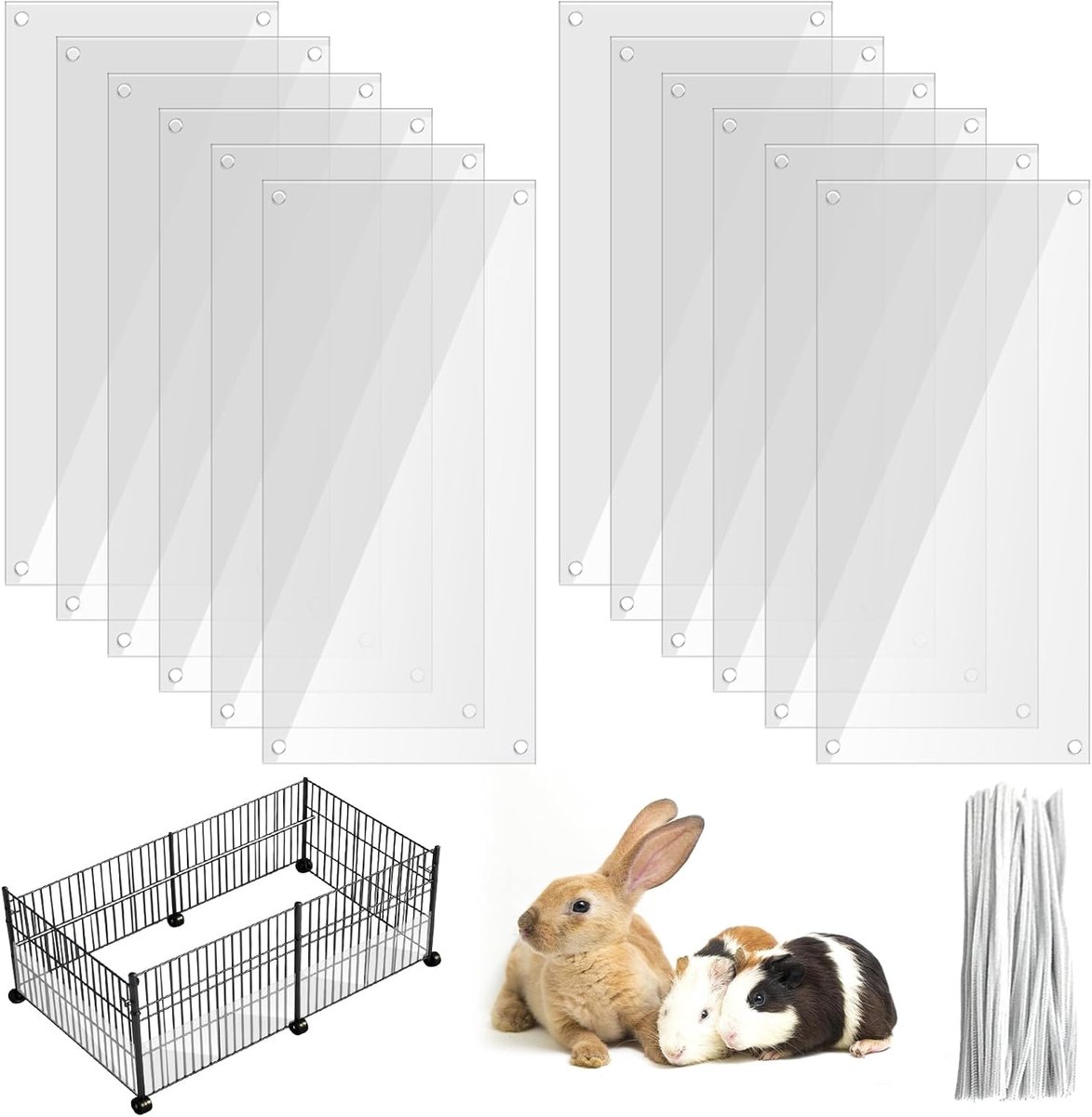 Transparante urinebeschermpanelen 14 x 4.5 inch - 12 stuks met kabelbinders - perforatie voor eenvoudige bevestiging - ShopVlot