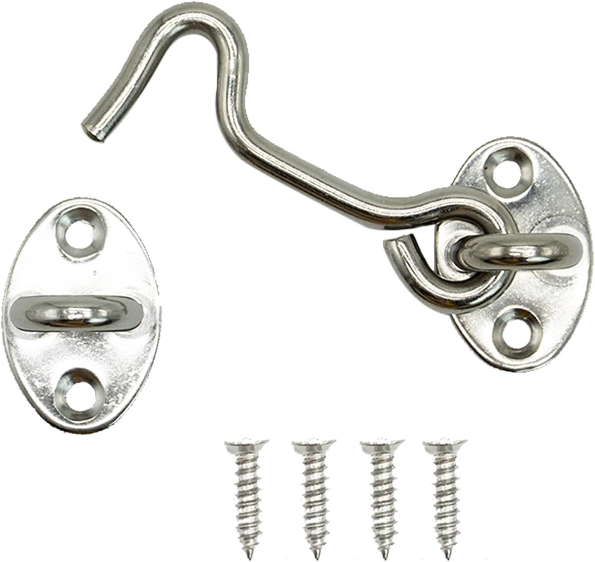 Cabin Hooks 75mm - RVS - Sterk en duurzaam - Voor het vergrendelen van deuren en ramen - ShopVlot