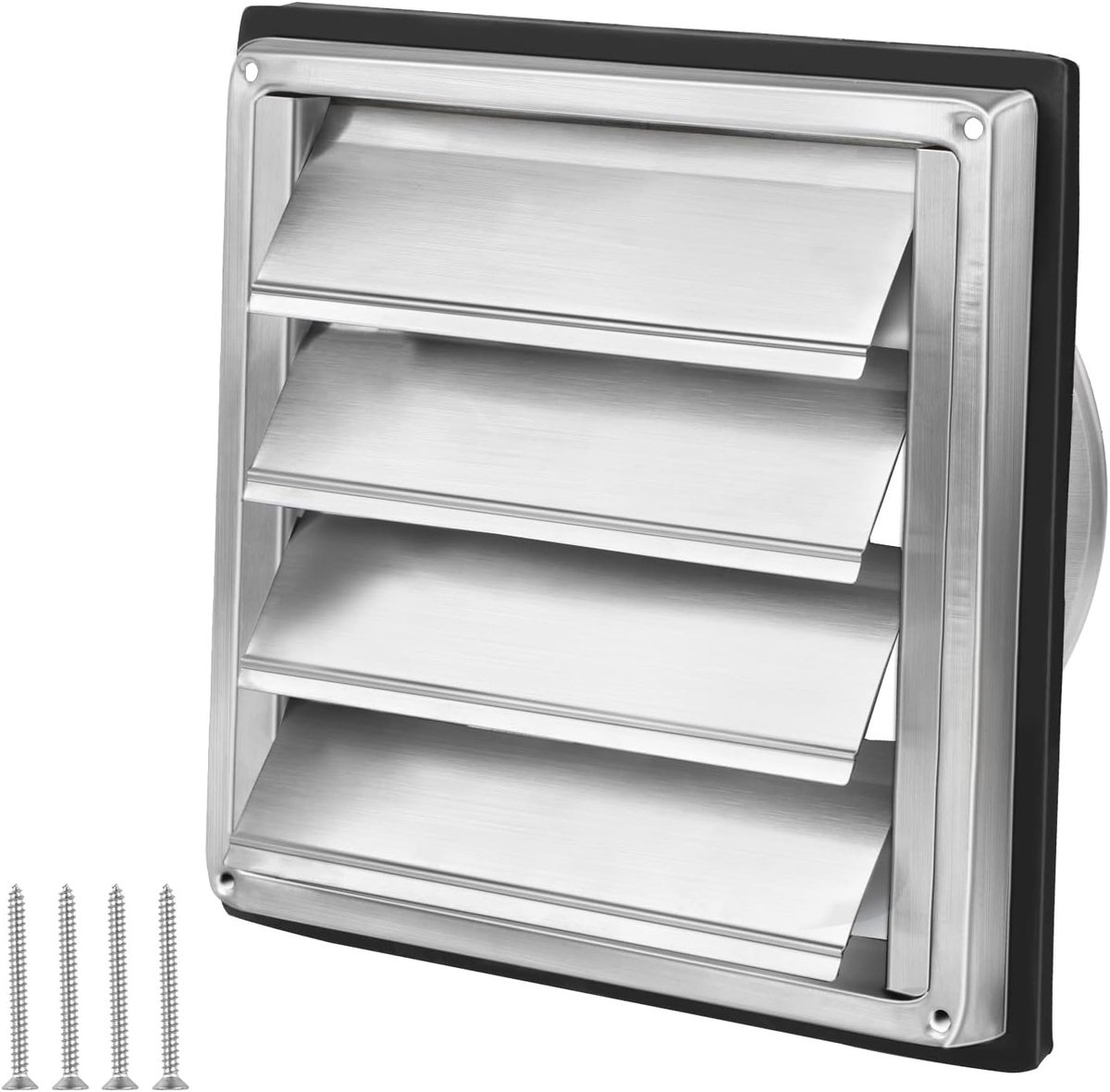 Ventilatie grille 125 mm - roestvrijstaal - met beweegbare lamellen - voorkomt waterinvoer - ShopVlot