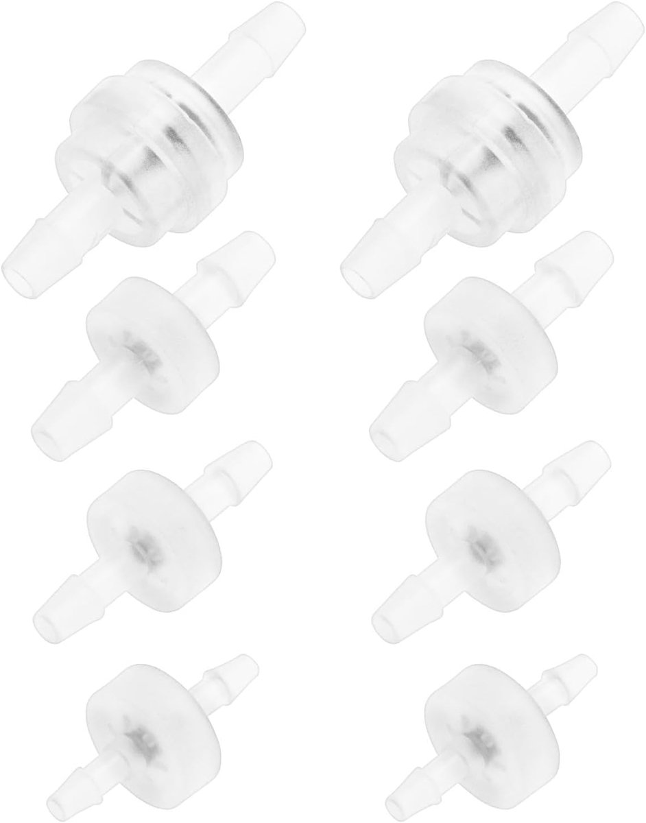 Terugslagkleppen set 8 stuks 3mm 4mm 5mm 6mm - kunststof - olie- en ozonbestendig - voorkomt terugvloeiing - ShopVlot