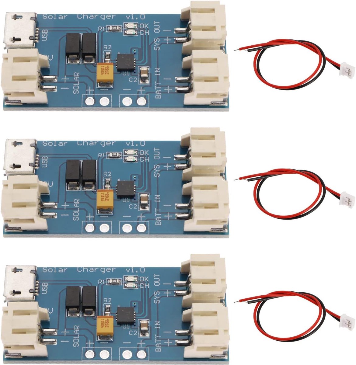 Mini zonne-oplader pack van 3 - 500 mA Lithium LiPo batterij - micro USB - ideaal voor zonnepanelen - ShopVlot