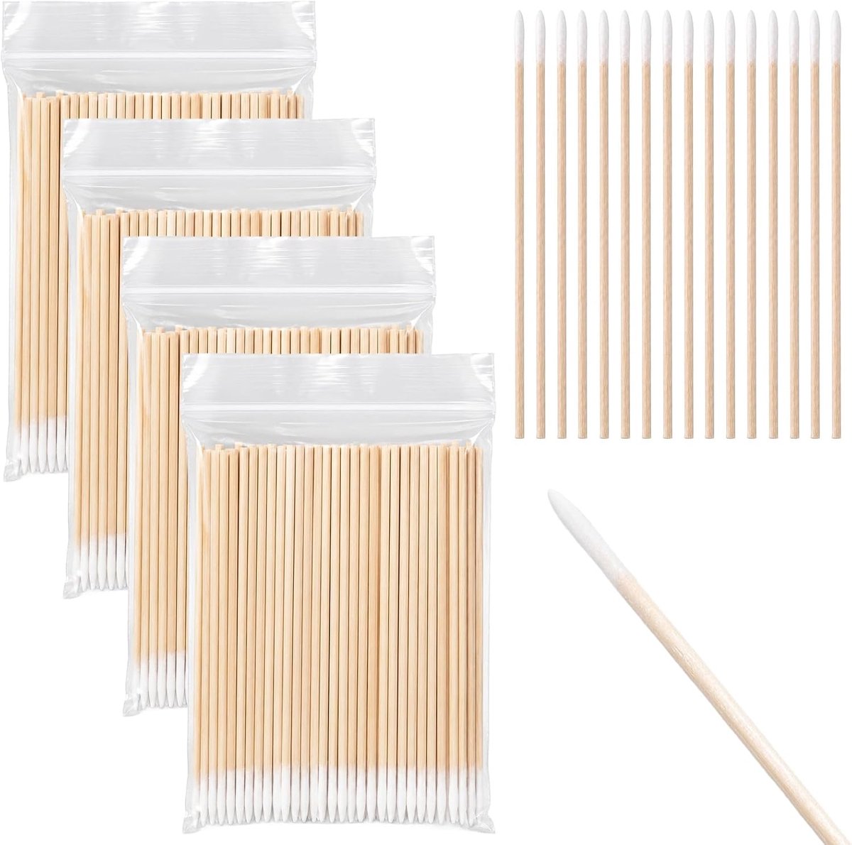 Ptwola 400 stuks 10 cm wattenstaafjes houten tips wattenstaafjes applicatoren - ShopVlot