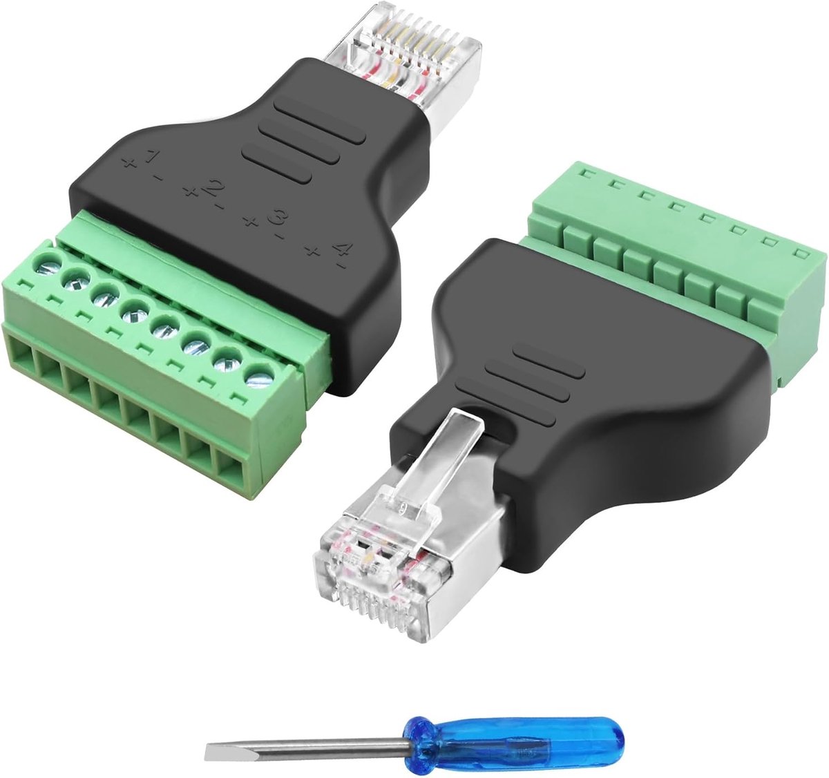 MEIRIYFA RJ45 Screw Clamp, Block Adapter RJ45 8P8C Plug to 8 Pin Solderless Screw Clamp Network Ethernet Plug for - ShopVlot