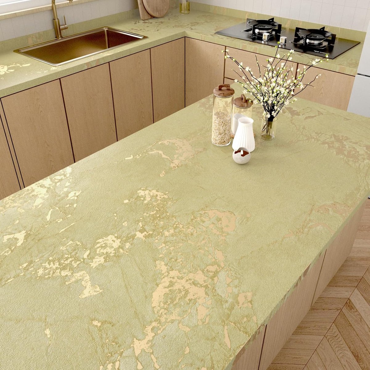 Gold and Yellow Marble Wallpaper Kitchen Worktop Covering Vinyl Self Adhesive Wallpaper Gold Sticky Back Vinyl Wrap - ShopVlot