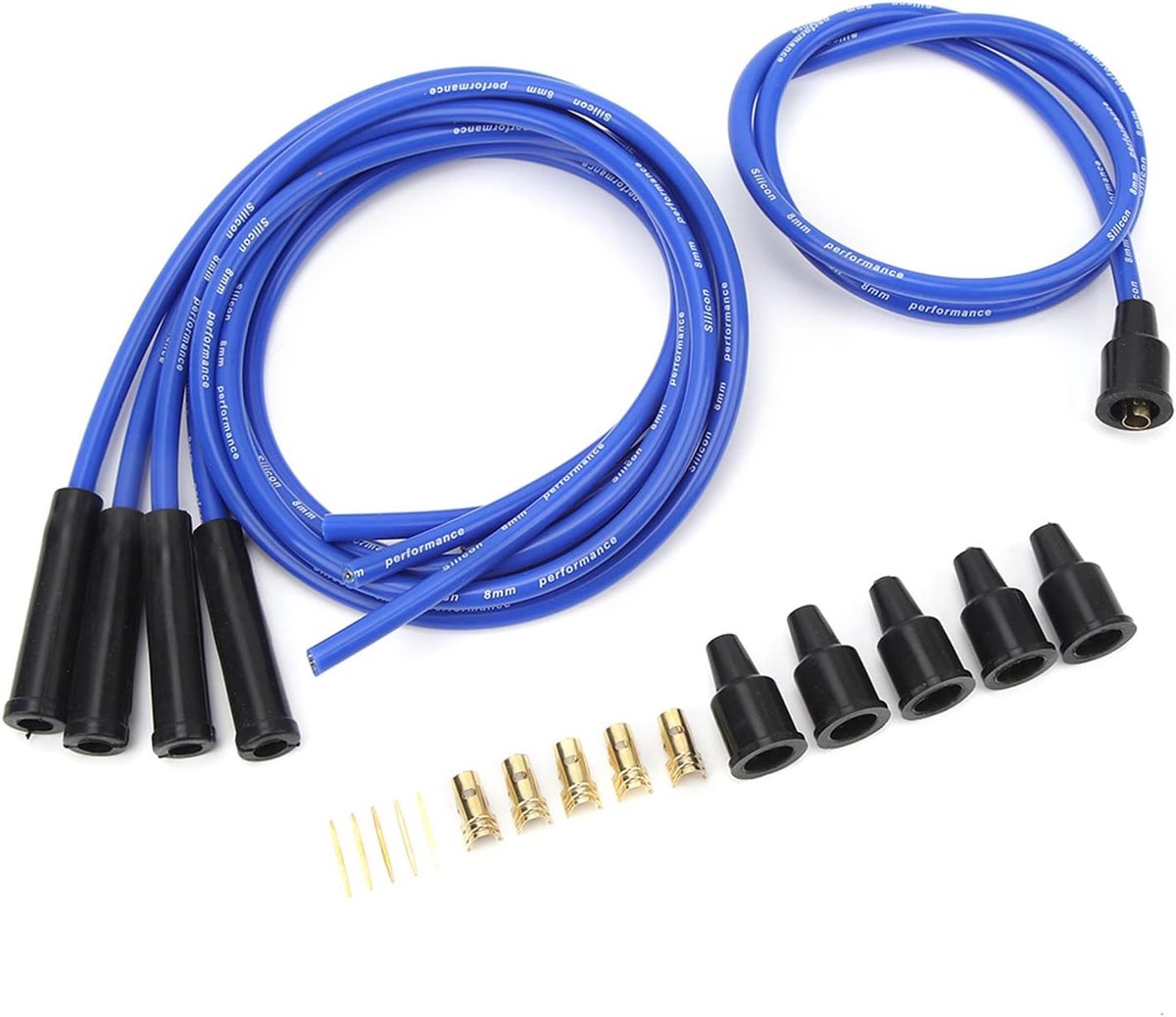 Spark Plug Wire Set, Robust 8 Mm Diameter High Efficiency Spark Plug Cable 1 M Length with Connector for 4 Cylinder - ShopVlot