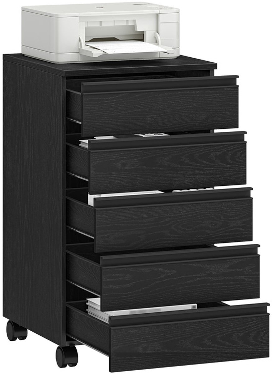 Hzuaneri Rolcontainer 40x40x70 cm, 5 laden, zwart,Mobiel, 5 laden, stabiel. Geschikt voor A4/Letter. Voor kantoor en thuiswerk. 40x40x70 cm, zwarte, stevige constructie. Ref
