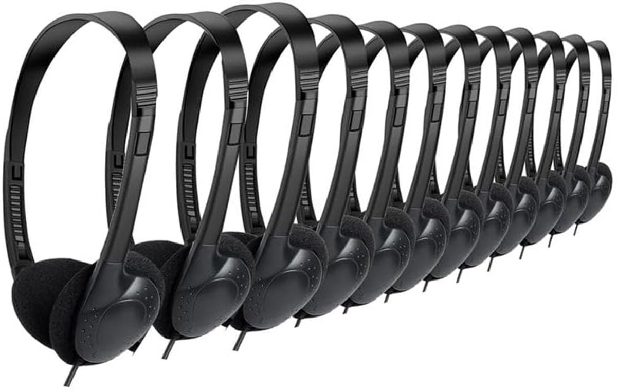 Pack of 20 Wired Headphones for Classrooms, On-Ear Headphones, Sound, Stereo Headset, 3.5mm Audio Headset for - ShopVlot