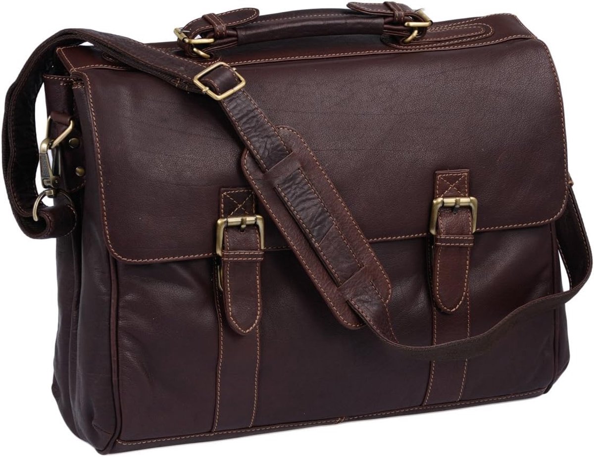 'Oxford'' - briefcase LEAS in genuine leather, dark brown - ''LEAS Classic Bags', Brown, actentas - ShopVlot
