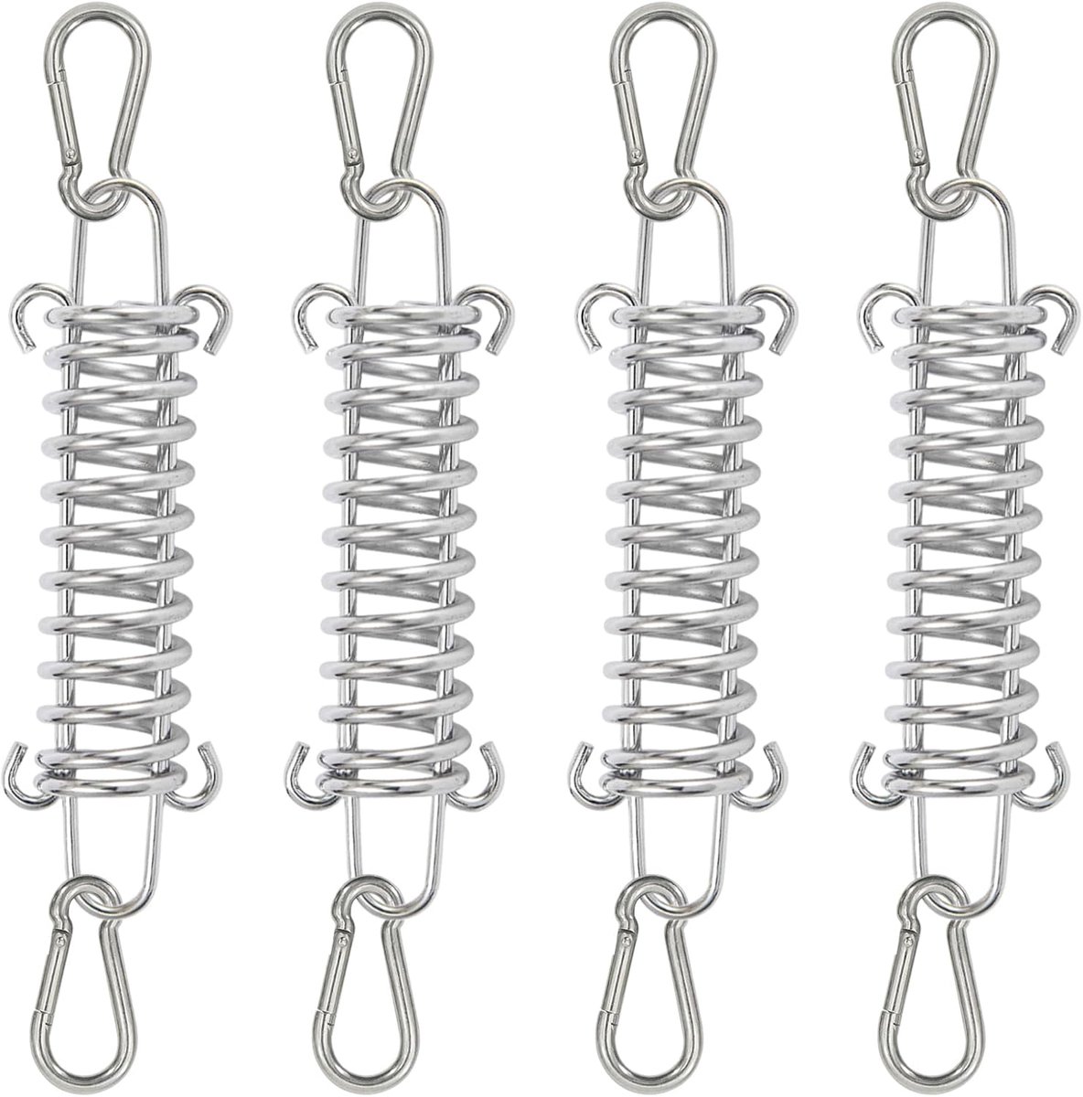 4 Stück Tension Spring Sun Sail Fastening Spring Hook Steel Spring Spring Clamp with 8 Stück Carabiner for Camping - ShopVlot
