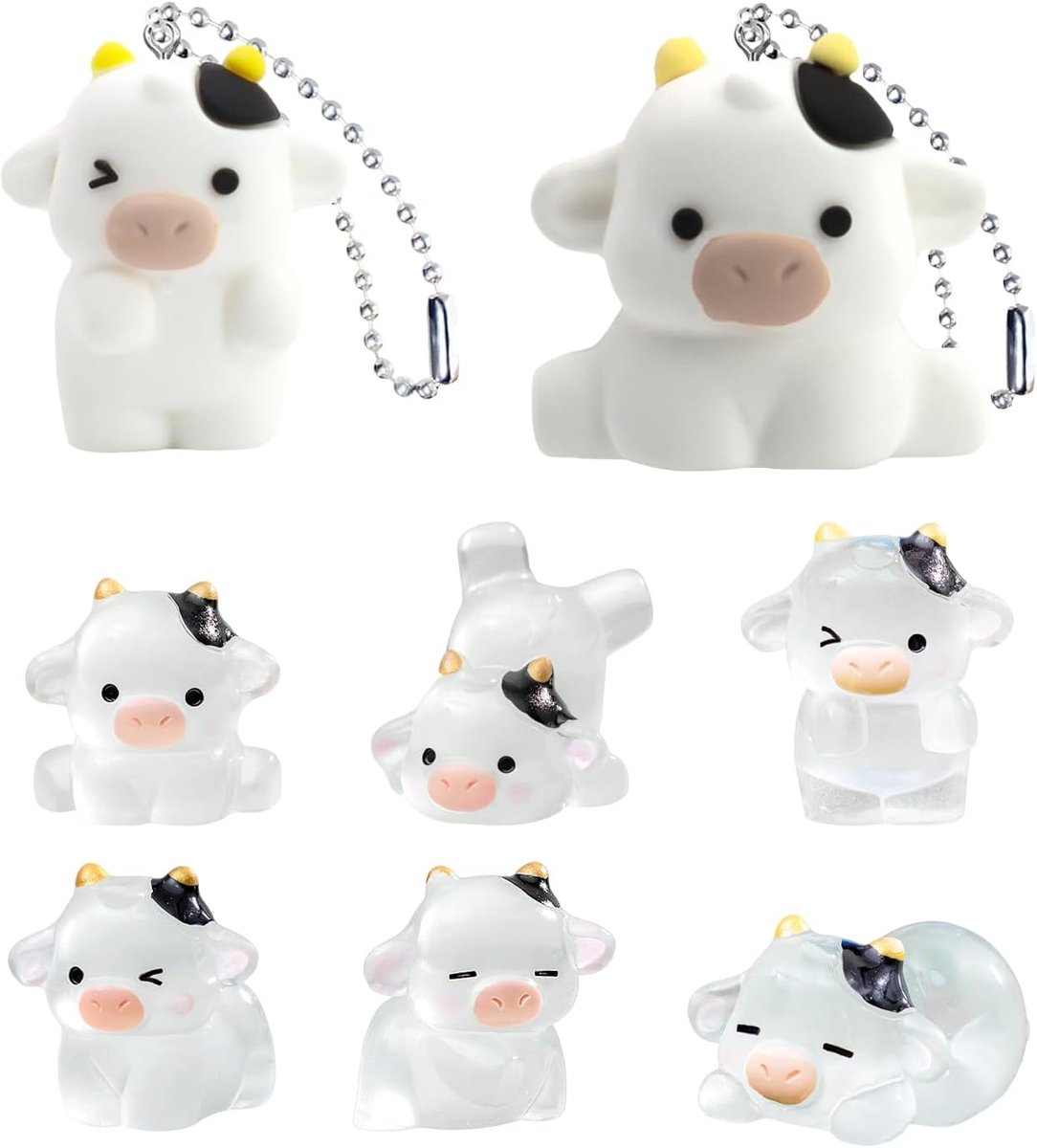 6 Lichtgevende Koe Ornamenten, 2 Koe Hangers, Mini Desktop Ornamenten, Tuindecoratie, Dierlijke Sleutelhanger. - ShopVlot