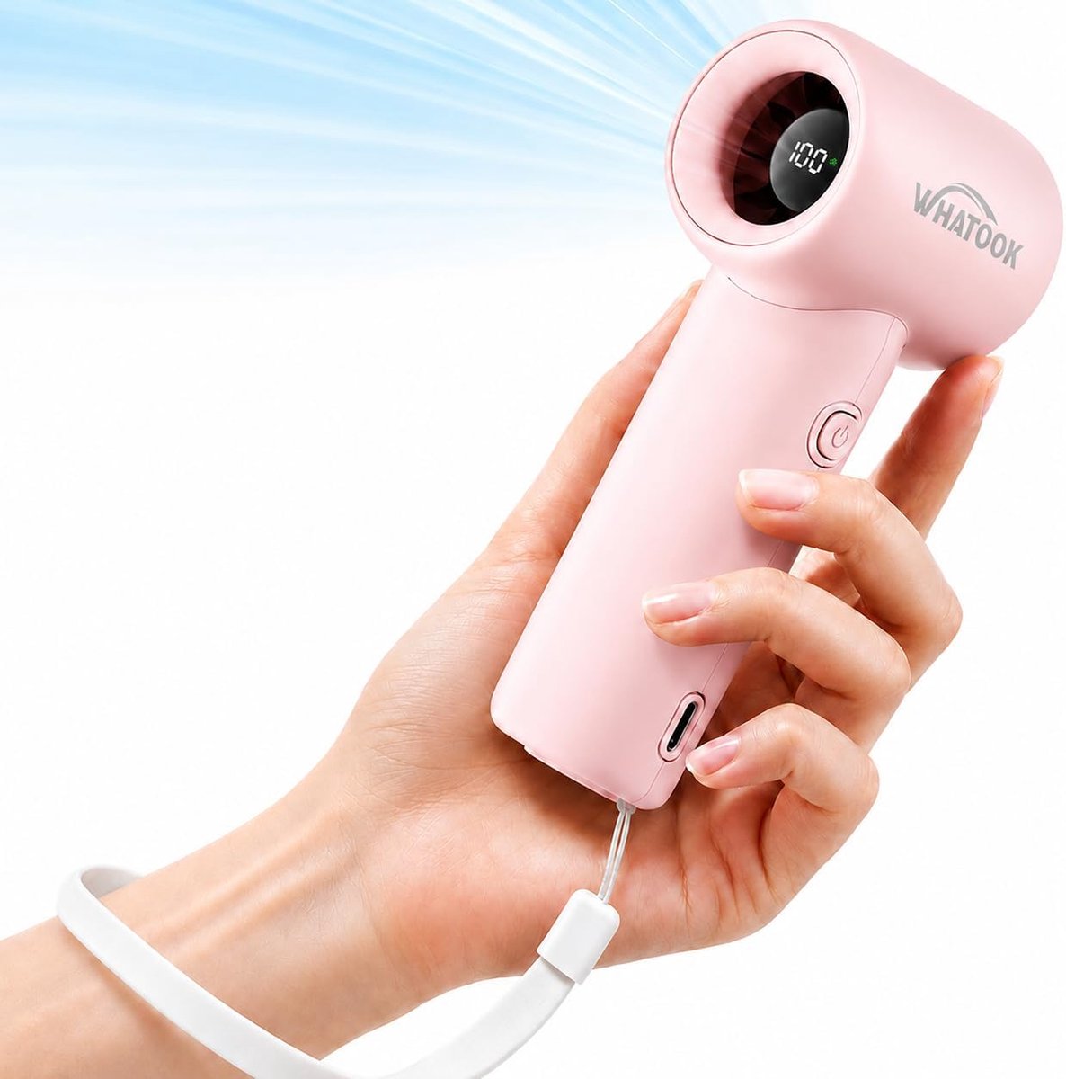 WHATOOK Mini draagbare handventilator: zakontwerp 5 snelheden persoonlijke handventilator, kleine en lichtgewicht USB - ShopVlot