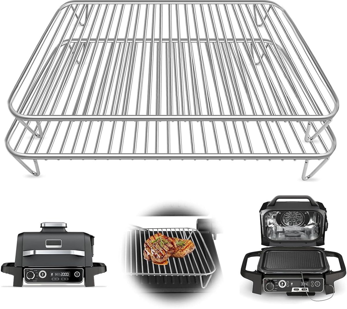 2 Piece Non-Stick Grill Set for Ninja Woodfire Electric Grill and Smoker Grill Accessories Compatible with Ninja - ShopVlot