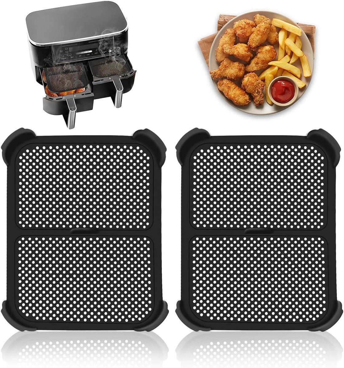 Silicone splash guard for hot air fryers, compatible with Ninja Foodi MAX Dual Zone AF400EU and AF451EU, reusable - ShopVlot