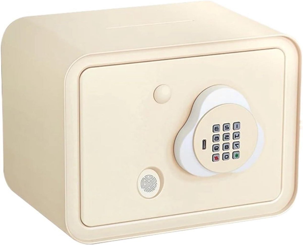 Spaarpot met slot - Geldkluis Muntopslag - Veilig Geld Bewaren - Dubbel Beveiligingssysteem - One Size - Beige