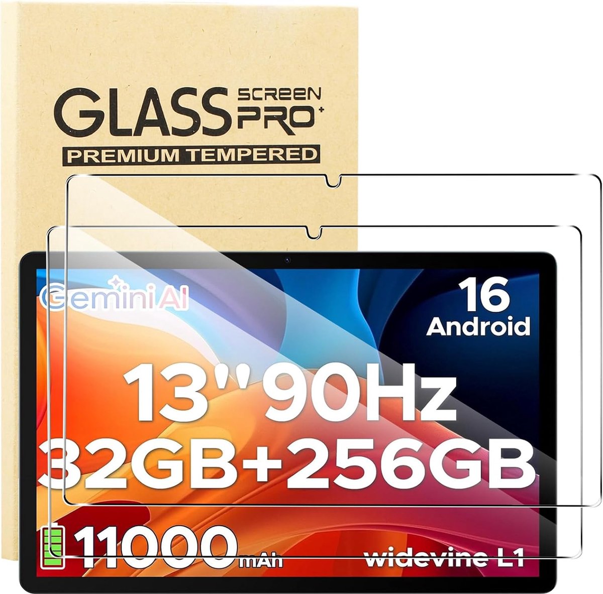 KUSINHOKA 2 stuks gehard glas voor DOO Gee U13 13 inch, [krasbestendig] [9H hardheid] beschermfolie [High Definition] - ShopVlot