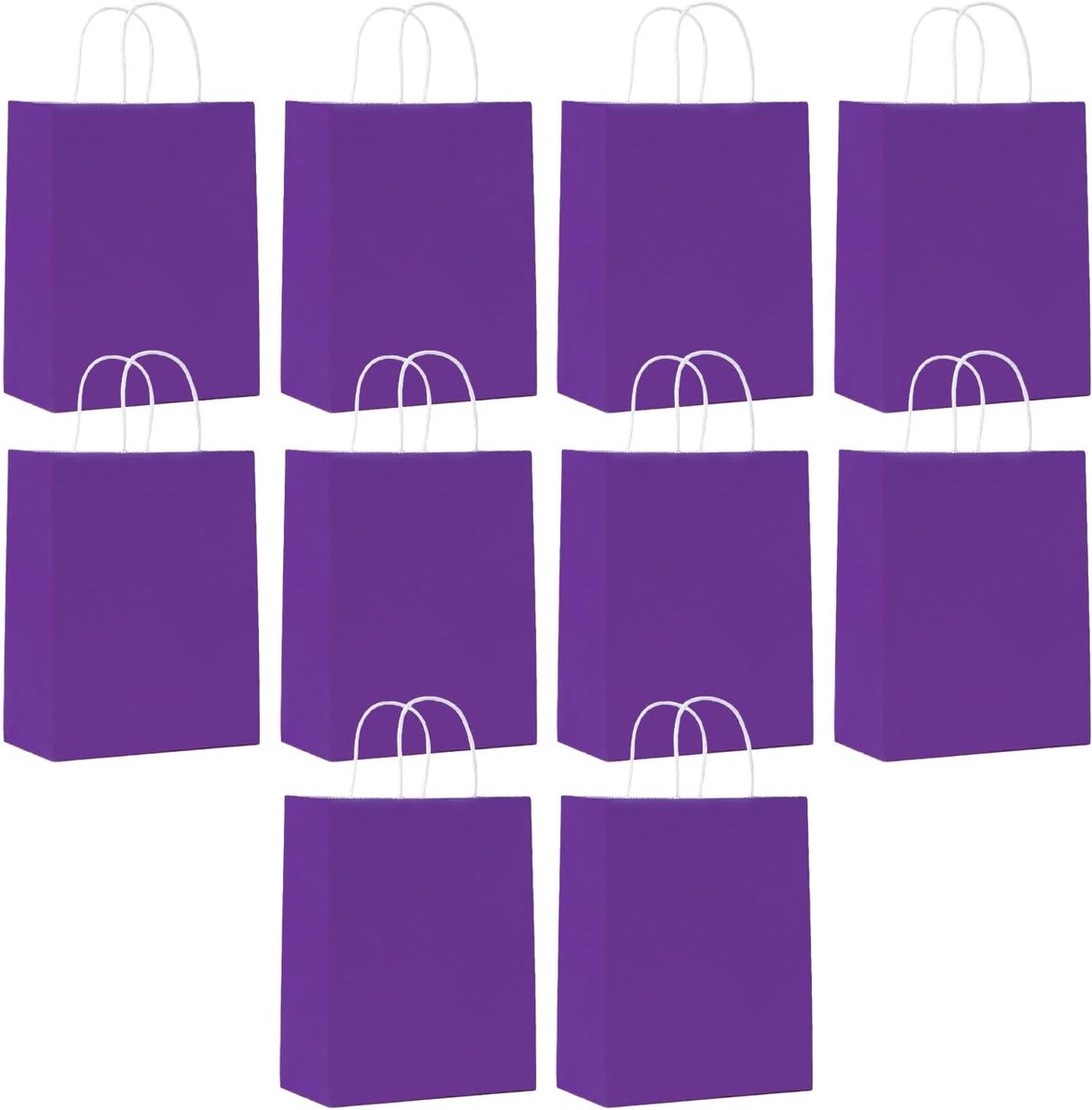 SHUBEIEUMI 10 geschenkzakjes van kraftpapier met handgrepen, 21 x 15 x 8 cm, klein formaat, papieren zakken voor - ShopVlot