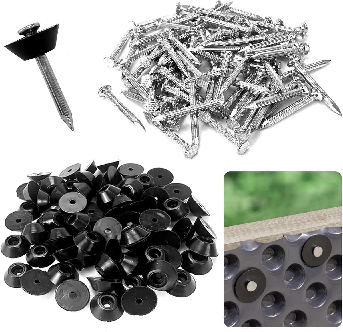 Pack of 80 Sealers for Studded Panel, 3 x 30 mm Mounting Nails, Stud Nails, Mounting Knobs with Nail for Bubble Film - ShopVlot