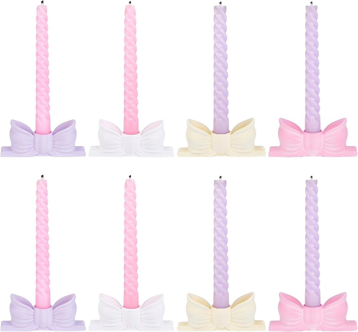8 kandelaars van gips met vlinderstrik, decoratieve houder voor kaarsen van 21,5 mm, ideaal voor tafeldecoratie - ShopVlot