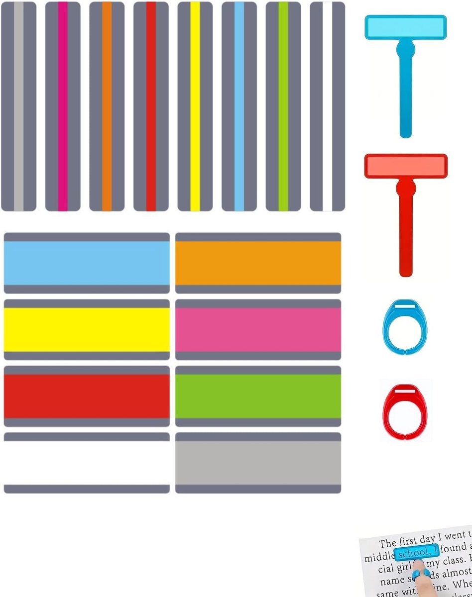 Leesstrips set 20-delig - zachte pvc materialen - focus en ondersteuning - ideaal voor dyslexie - ShopVlot