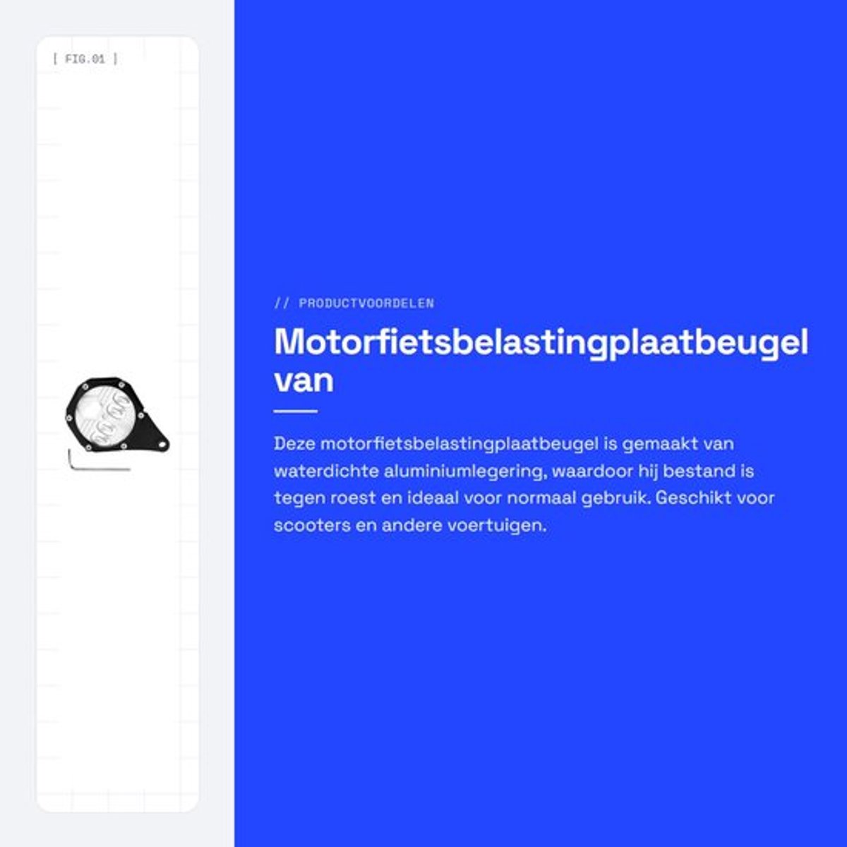 Belastingplaatbeugel - Duurzaam aluminiumlegering - Waterdicht - Geschikt voor scooters - Inclusief inbussleutel - Eenvoudige installatie - Kentekenplaathouder