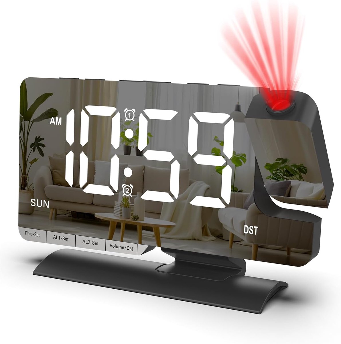 Wekker met projectie - 16,8 cm led-display - 180° draaibare projector - ShopVlot