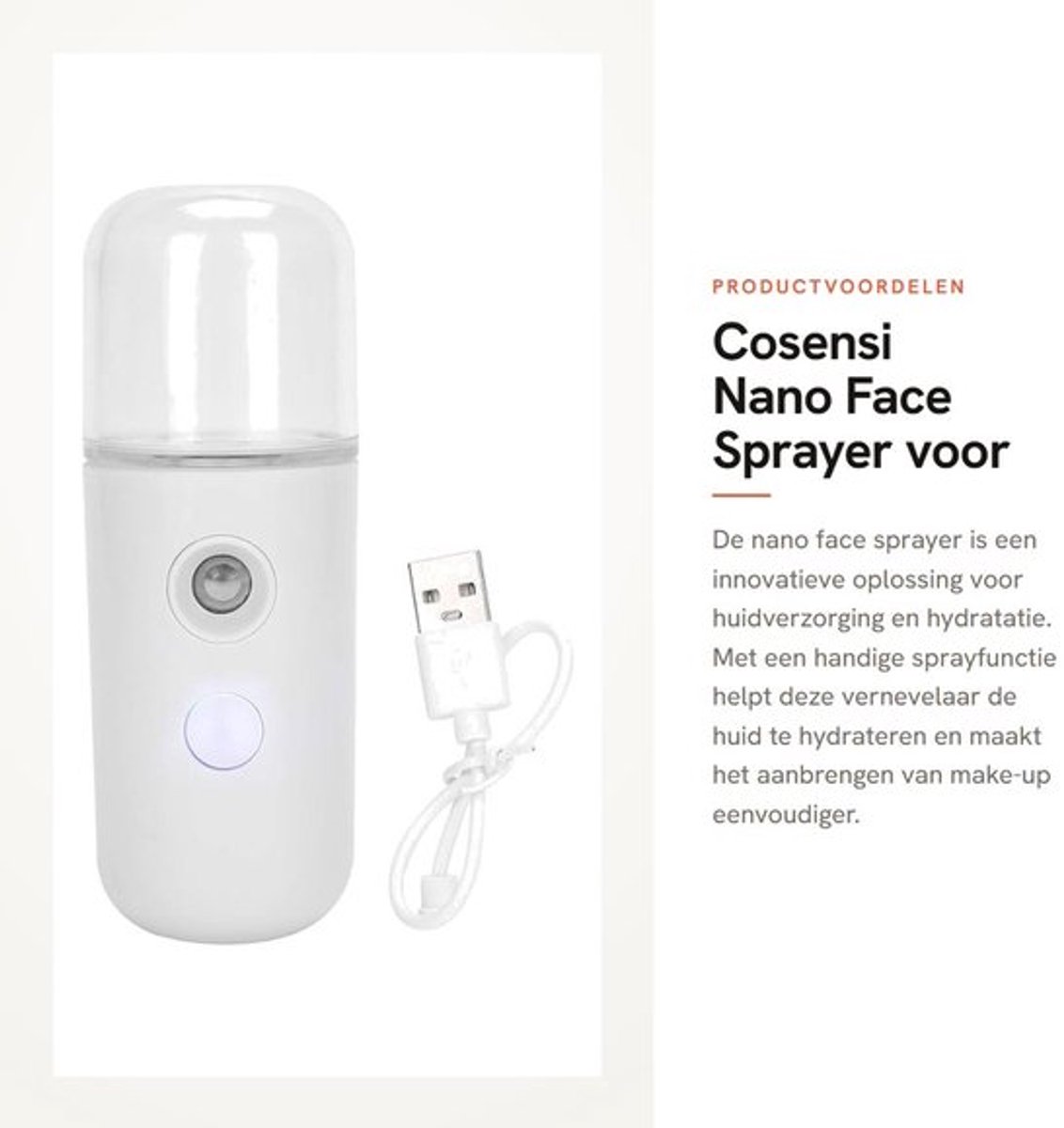 Gezichtsvernevelaar Nano - Vernevelaar voor Huidverzorging - Hydraterende Sprayer - Draagbaar - 30 Ml Inhoud - Koele Mist Functie - Gezichtsverneveling