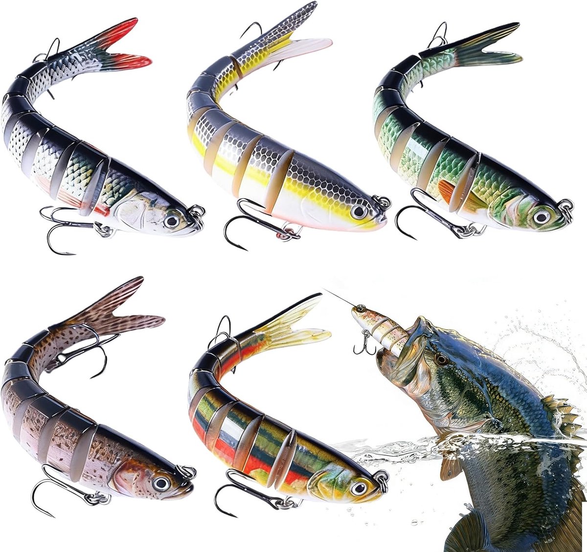 Visspinner set 5 stuks - zinkende kunstaas - voor zout en zoet water - ideaal voor tonijn, zalm en grouper - ShopVlot