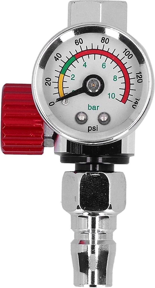 Drukregelaar voor perslucht - G1/4 aansluiting - Drukmeter - Voor optimale controle bij spuitpistolen - ShopVlot