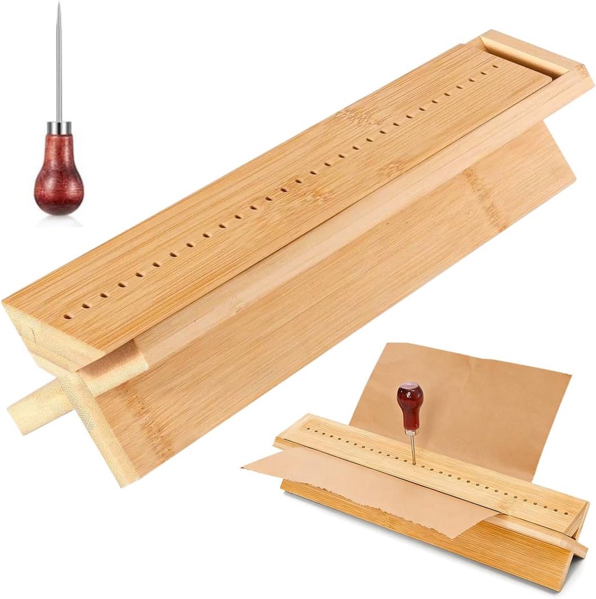 Boekbindset - Houten bindgereedschap - Precisie perforator - Perfect voor notebooks en brochures - ShopVlot
