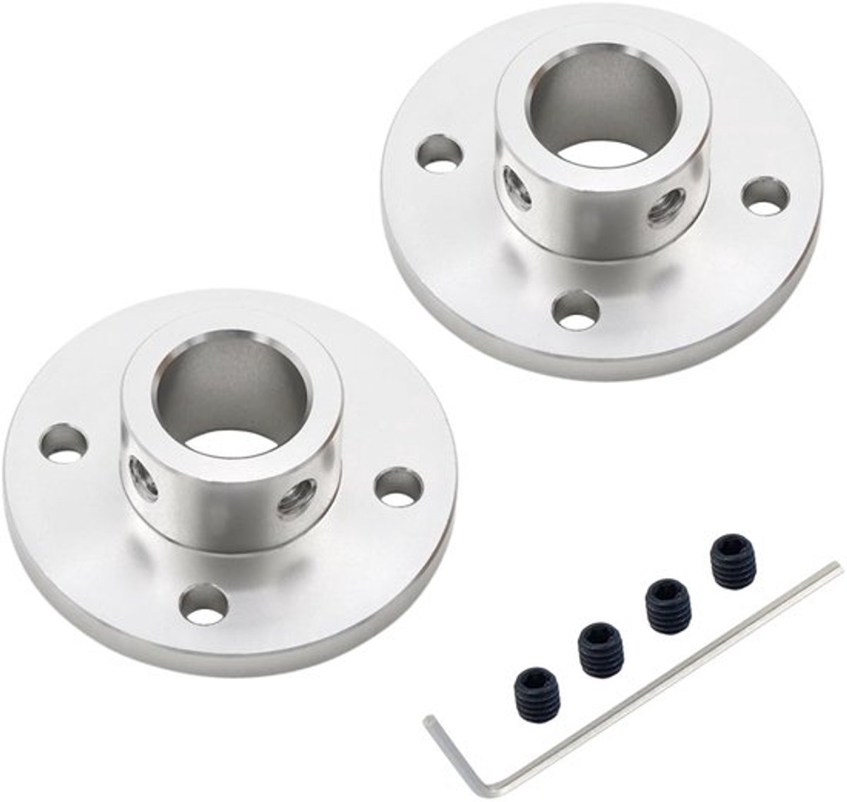 Flenskoppeling 16mm - Aluminiumlegering - 2 Stuks - Flensdiameter 50mm - Totale hoogte 17,5mm - Inclusief stelschroeven - Asfkoppeling