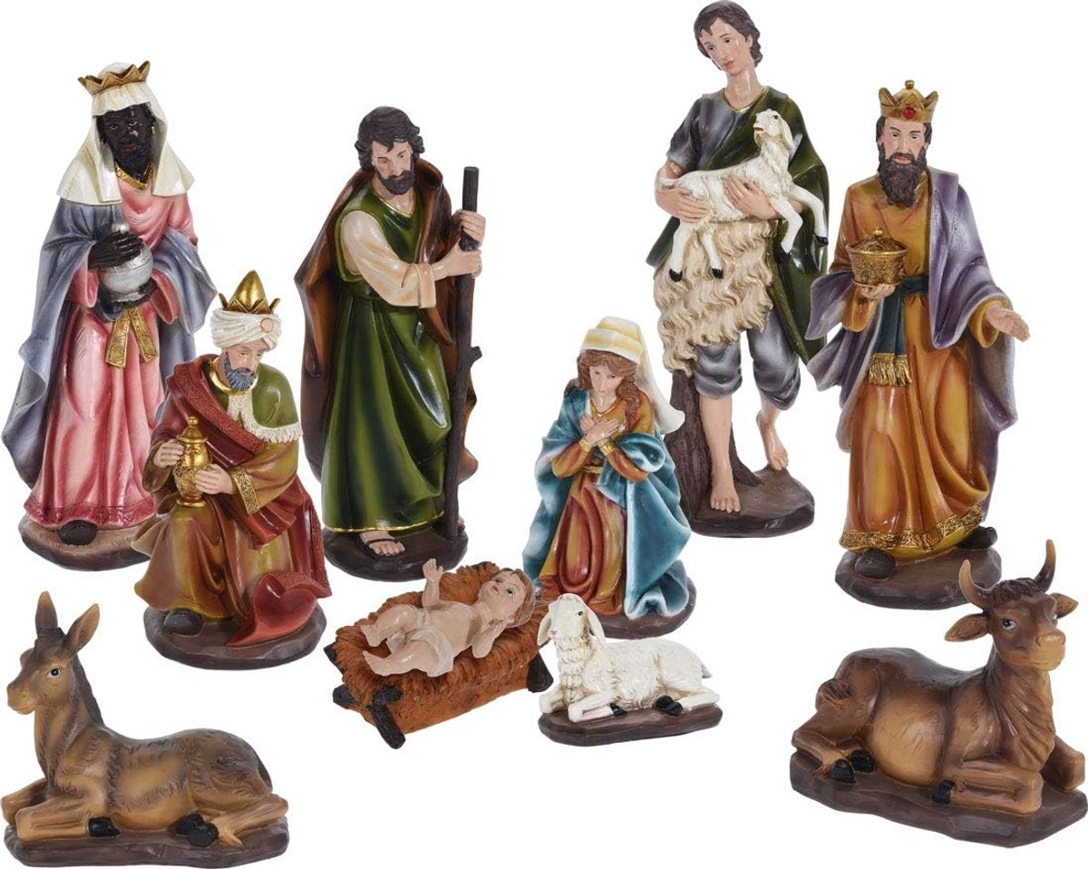 Kerststal Figuren Set 10-delig - XXL Polystone - Tot 42 cm Hoog - Creëer een sfeervolle kerst - ShopVlot